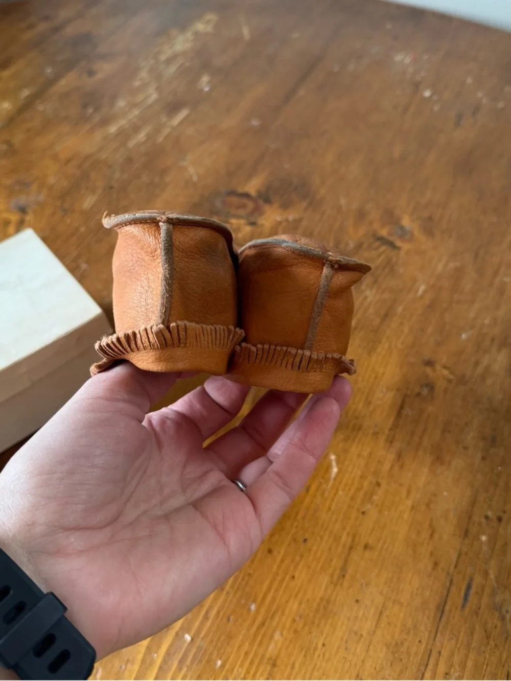 Vintage Deer Skin Baby Moccasins Size 5